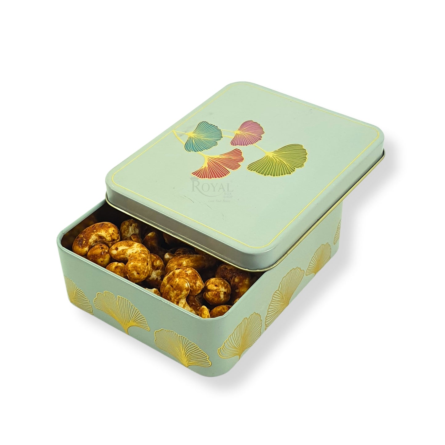 Premium Tin Box I 4"x4.75"x1.5" Inches I Blue with Golden Leafing