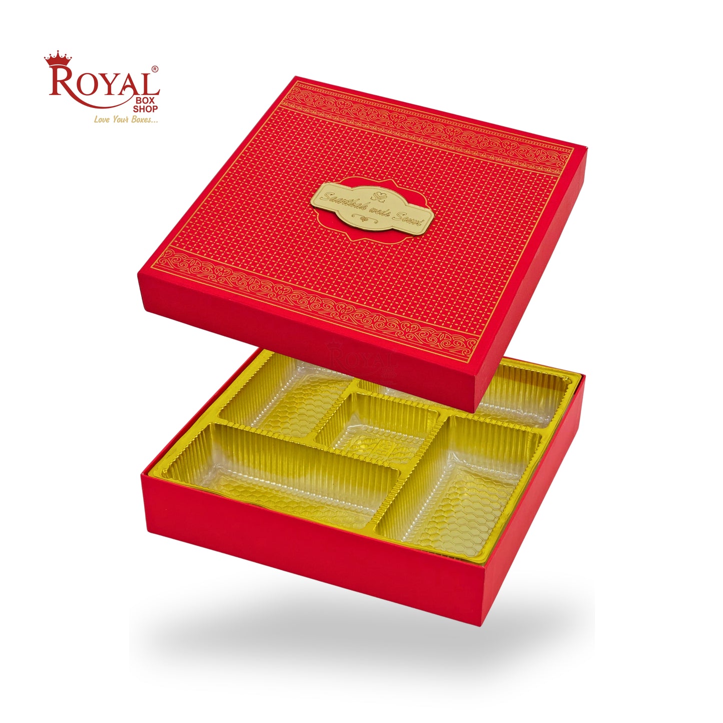 Premium Wedding Favor Bhaji and Sweets Box | 10.5x10.5x2 Inch | Red