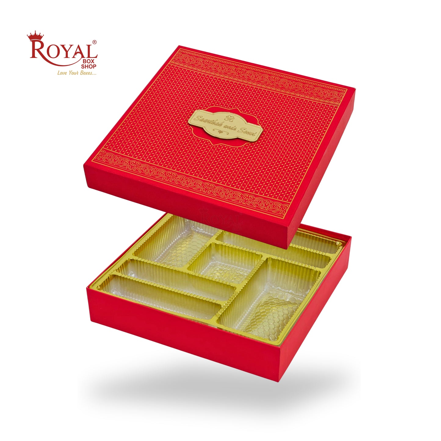 Premium Wedding Favor Bhaji and Sweets Box | 10.5x10.5x2 Inch | Red