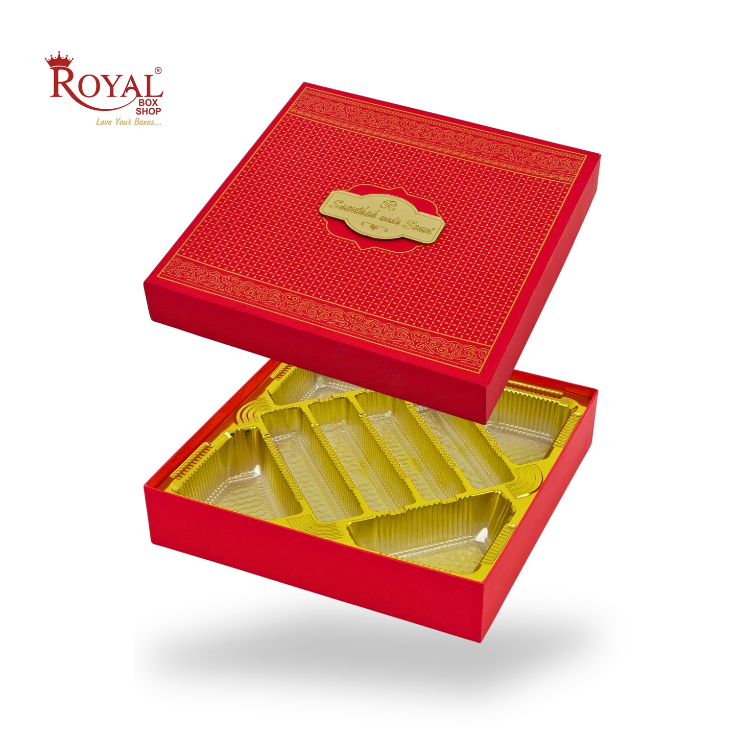 Premium Wedding Favor Bhaji and Sweets Box | 10.5x10.5x2 Inch | Red