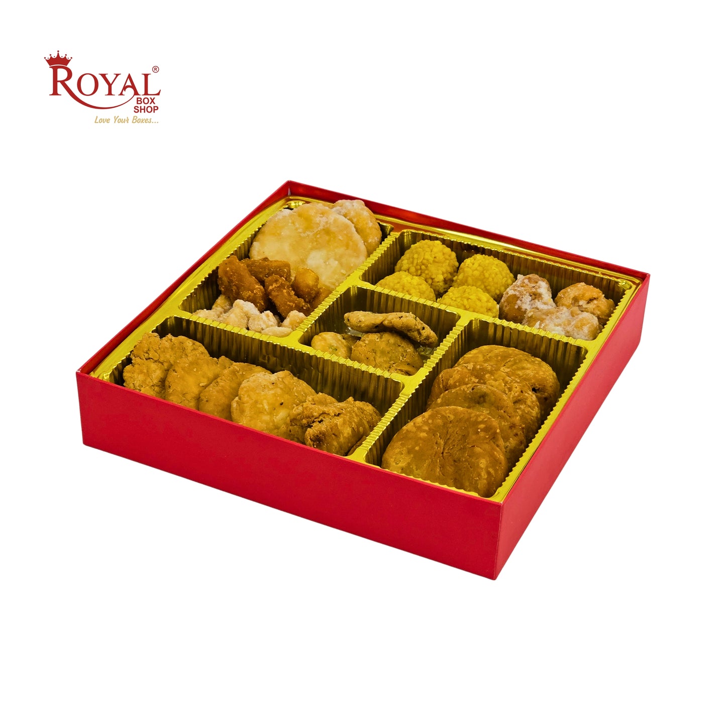 Premium Wedding Favor Bhaji and Sweets Box | 10.5x10.5x2 Inch | Red