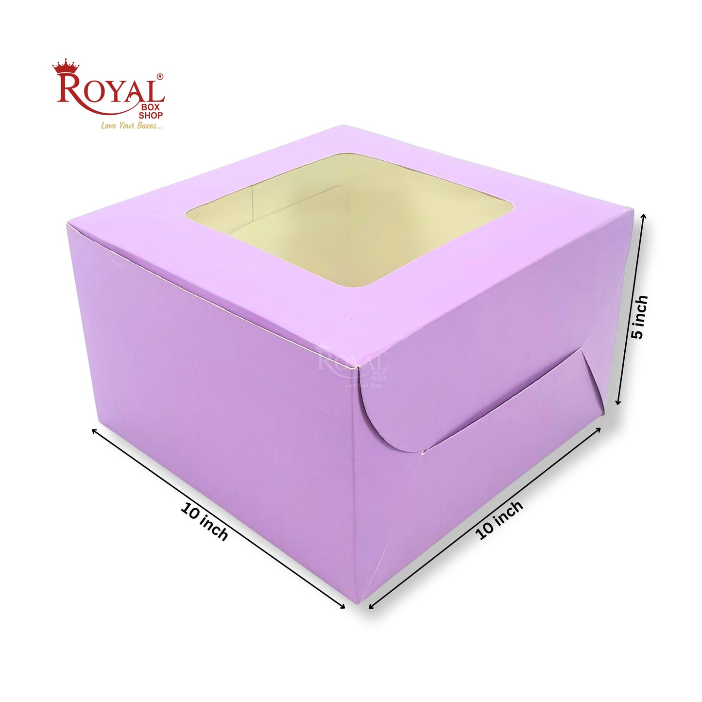 Window Cake Box | 10x10x5 Inches | Purple | FBB Paper | B2B | 1 Kg Cake Box