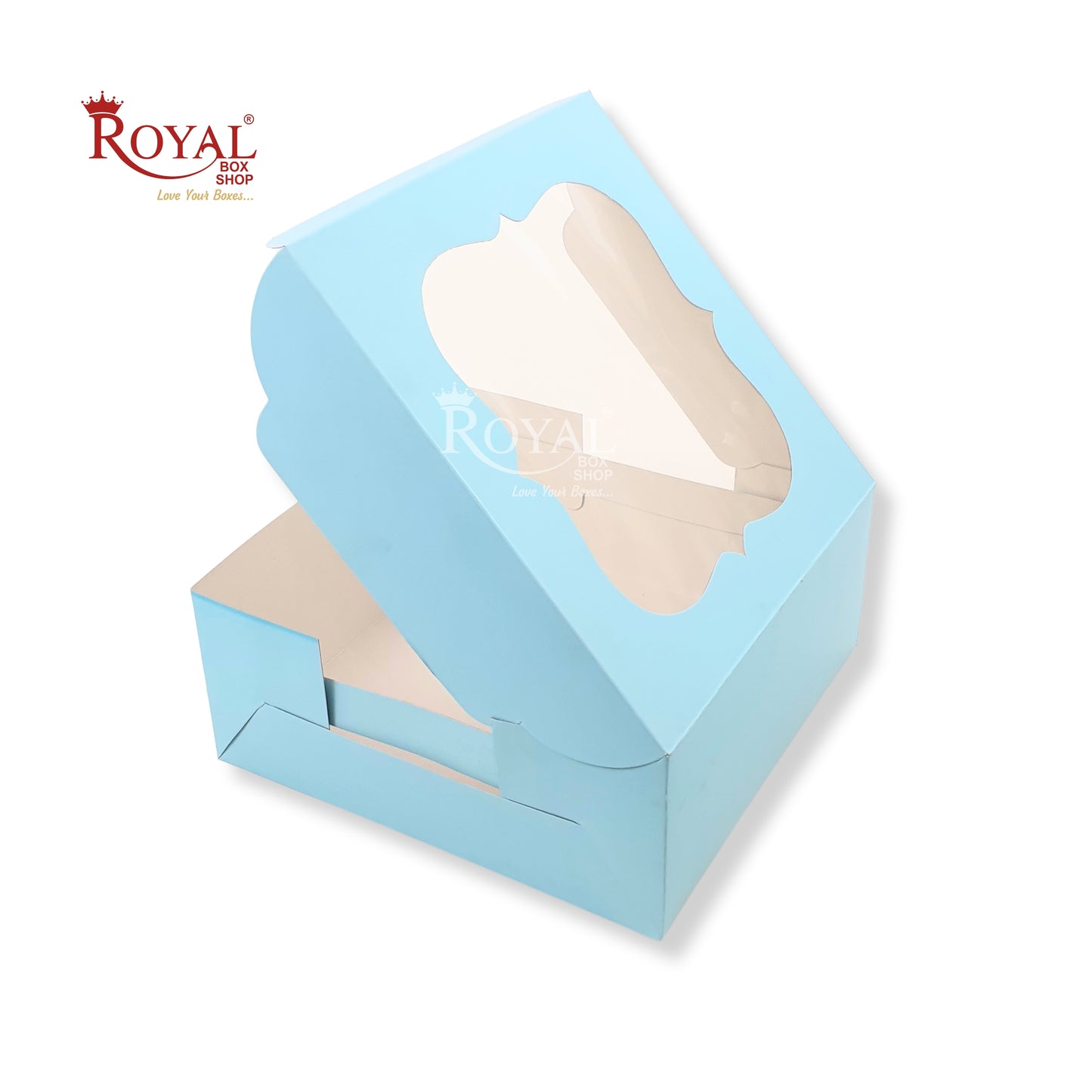 RoyalBoxShop® Cake Box With Window I Size 10x10x5 inch I Blue 350 GSM I 1 Kg Cake Box