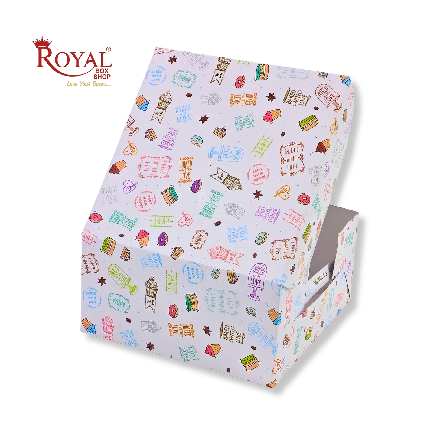 Cake Box | 10x10x5 Inches | White With Floral Print | WB | B2B