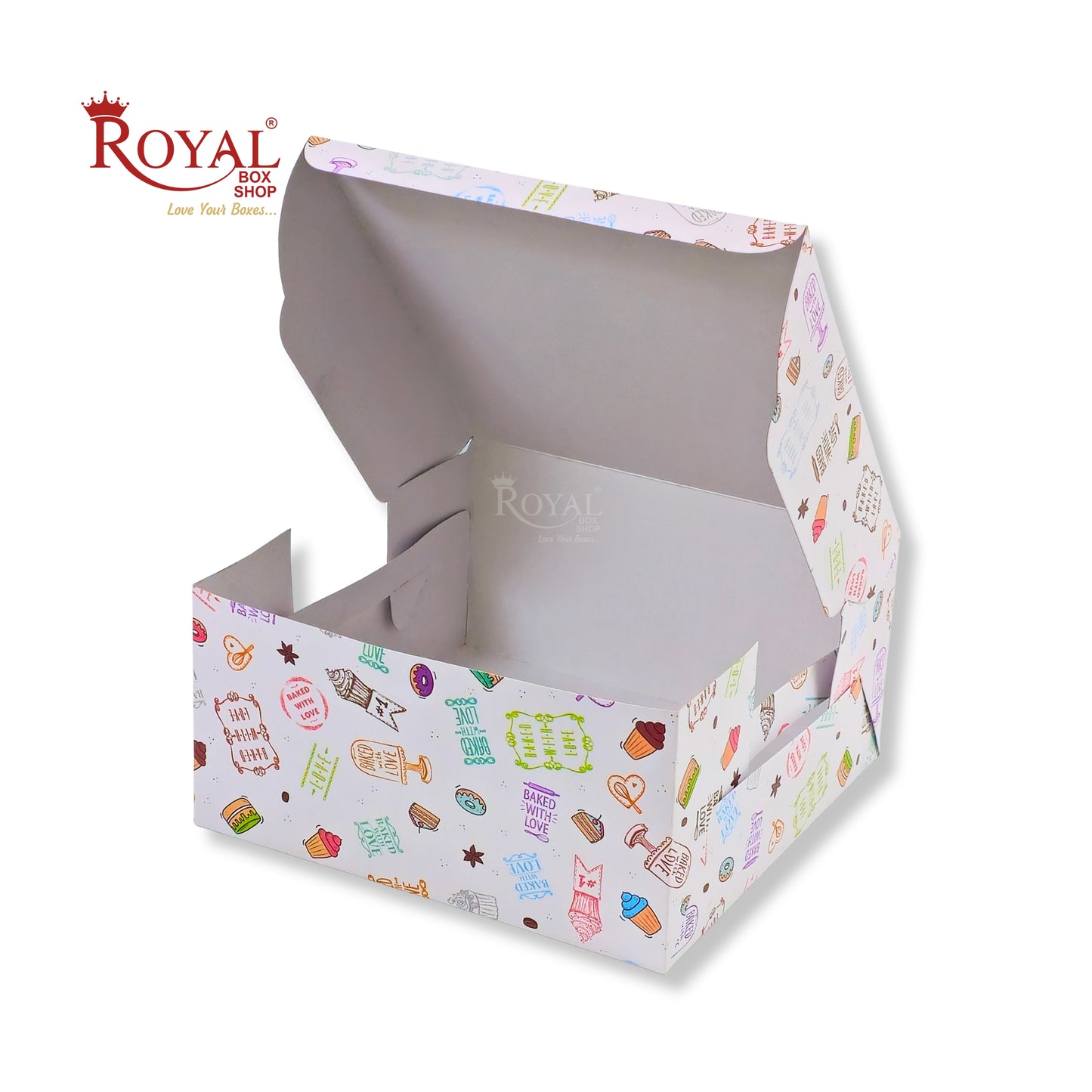 Cake Box | 10x10x5 Inches | White With Floral Print | WB | B2B