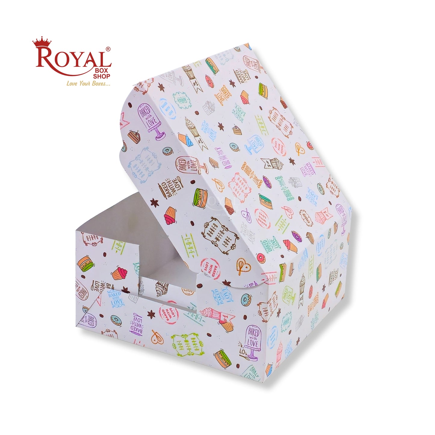 Cake Box | 10x10x5 Inches | White With Floral Print | WB | B2B