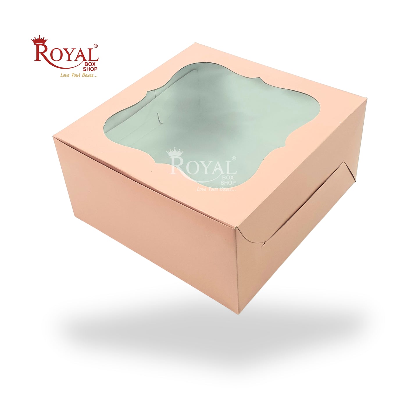 RoyalBoxShop® Cake Box With Window I Size 10x10x5 inch I Pink 350 GSM I 1 Kg Cake Box
