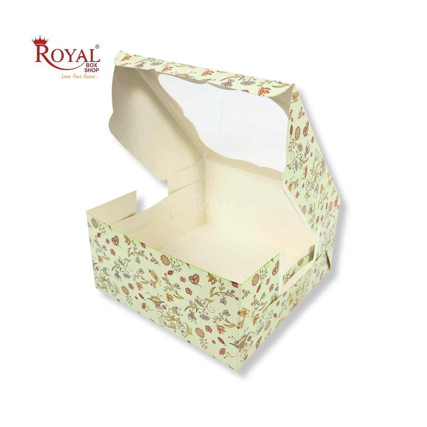 Window Cake Box I 10x10x5 inches I Green Floral I FBB Paper