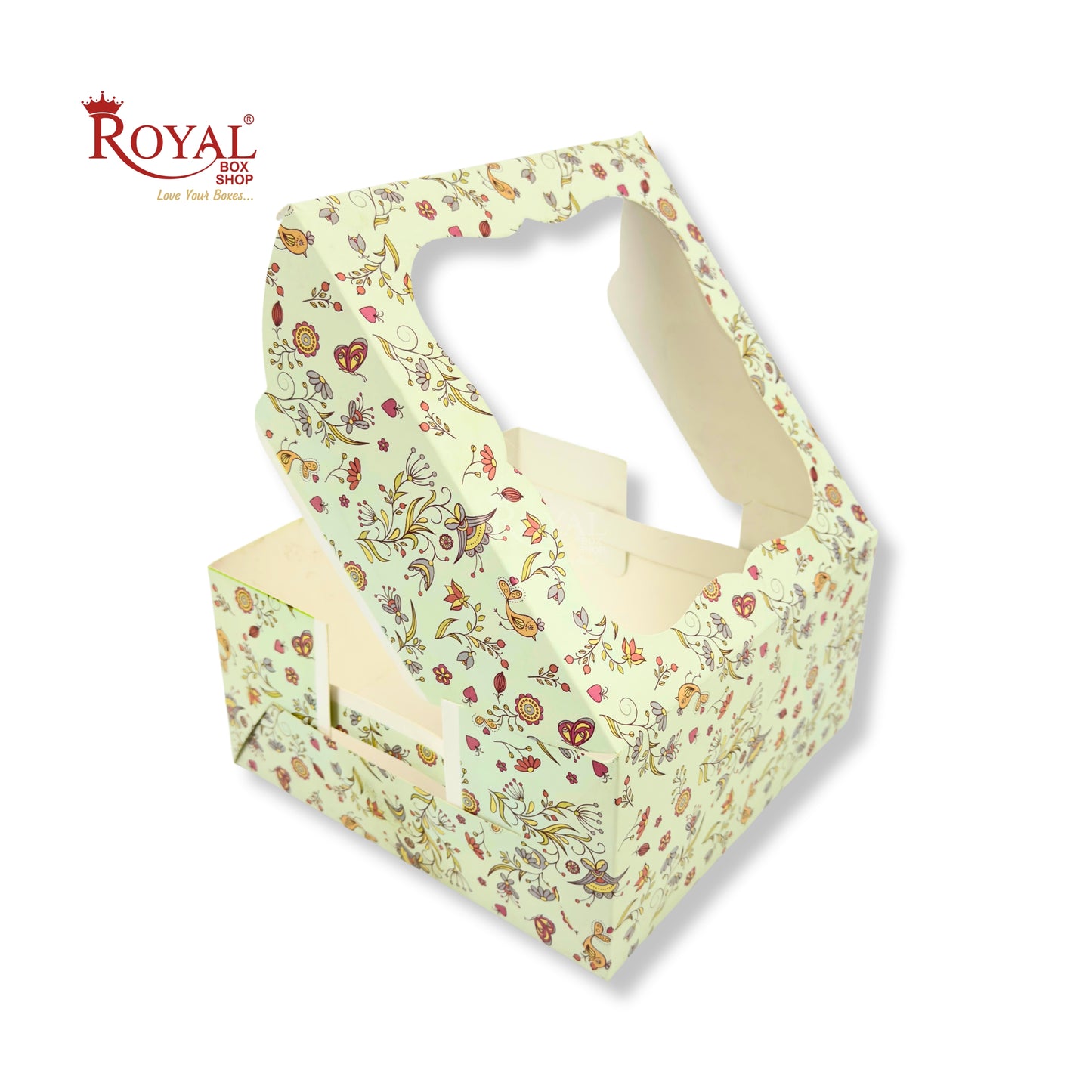 Window Cake Box I 10x10x5 inches I Green Floral I FBB Paper