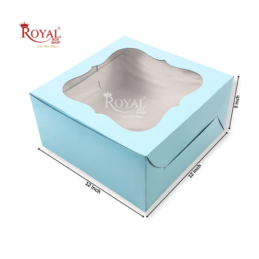 Cake Box With Window | Size 12x12x5 inch | Blue | 350 GSM | 1 Kg Cake Box | B2B