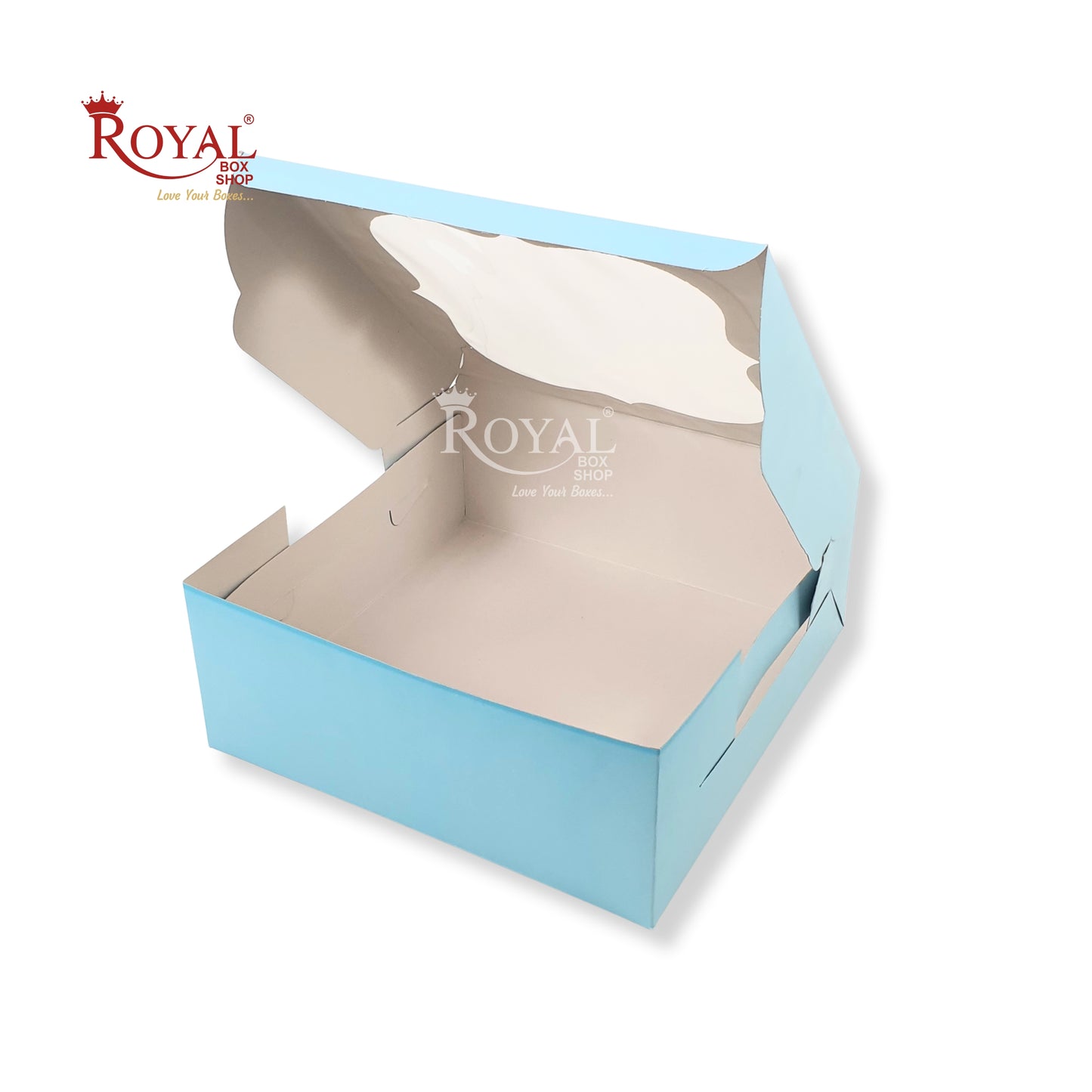 RoyalBoxShop® Cake Box With Window I Size 12x12x5 inch I Blue 350 GSM I 1 Kg Cake Box