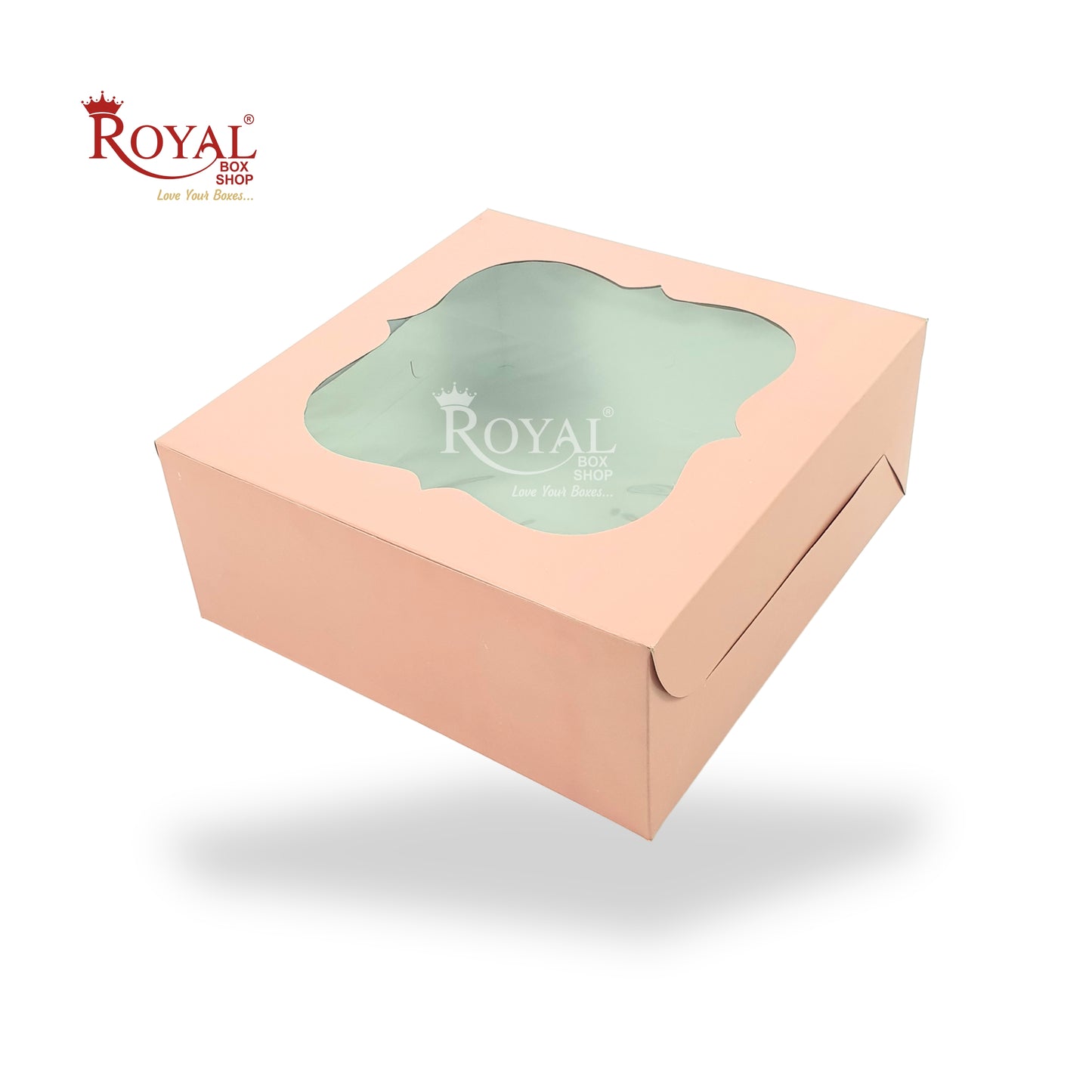 RoyalBoxShop® Cake Box With Window I Size 12x12x5 inch I Pink 350 GSM I 1 Kg Cake Box