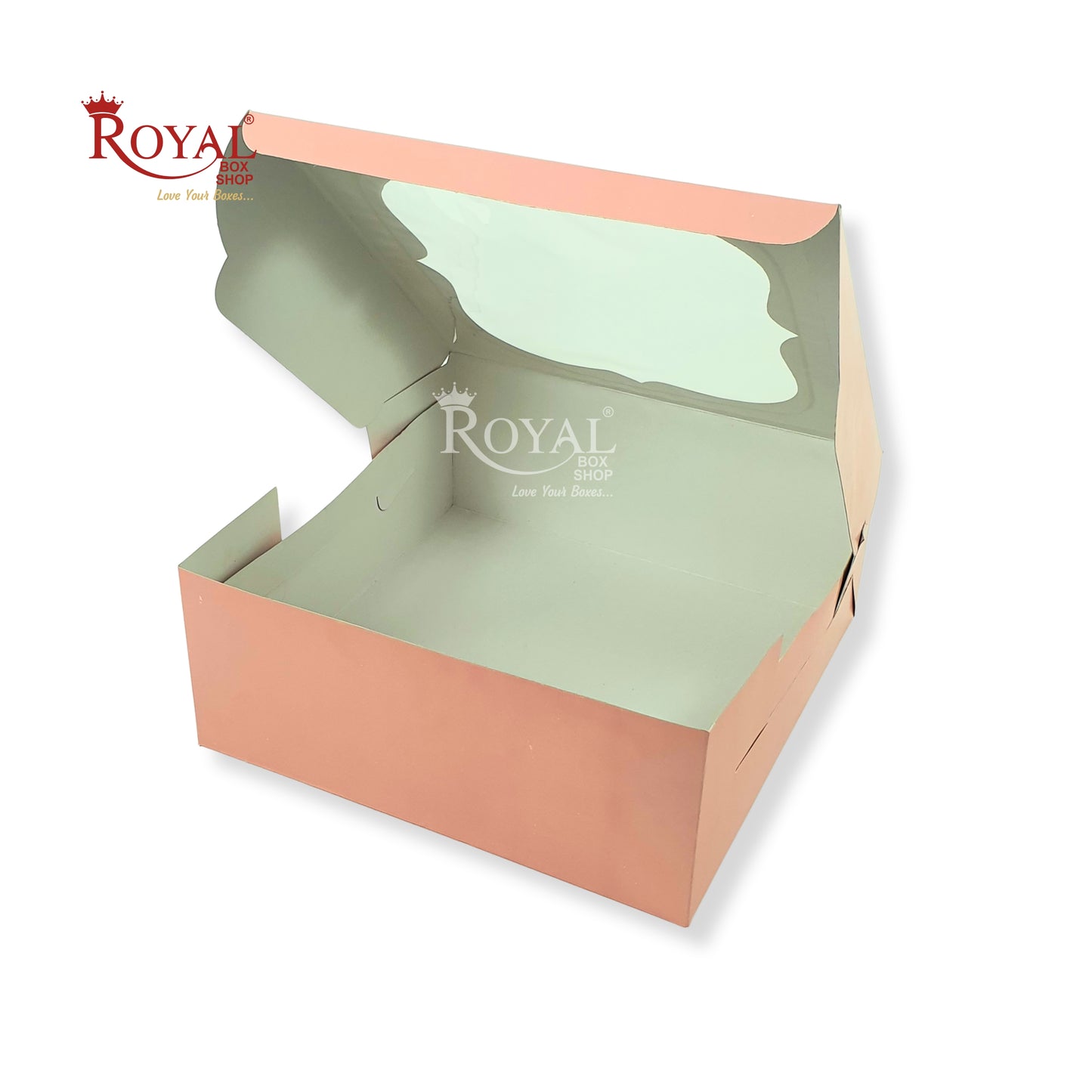 RoyalBoxShop® Cake Box With Window I Size 12x12x5 inch I Pink 350 GSM I 1 Kg Cake Box
