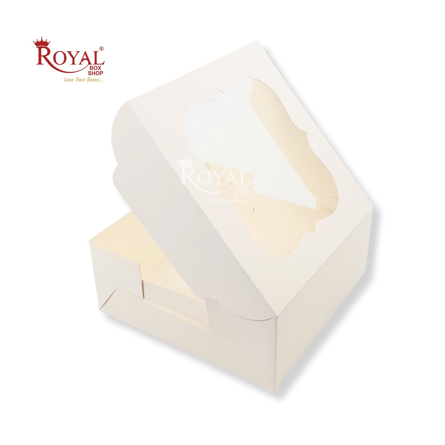 RoyalBoxShop® Cake Box With Window I Size 12x12x5 inch I White 350 GSM I 1 Kg Cake Box