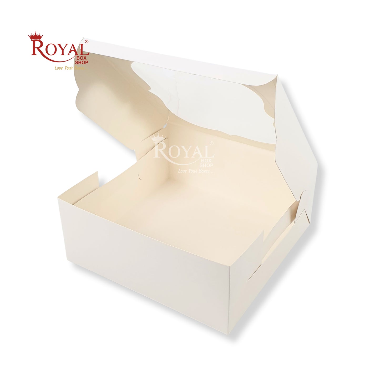 RoyalBoxShop® Cake Box With Window I Size 12x12x5 inch I White 350 GSM I 1 Kg Cake Box