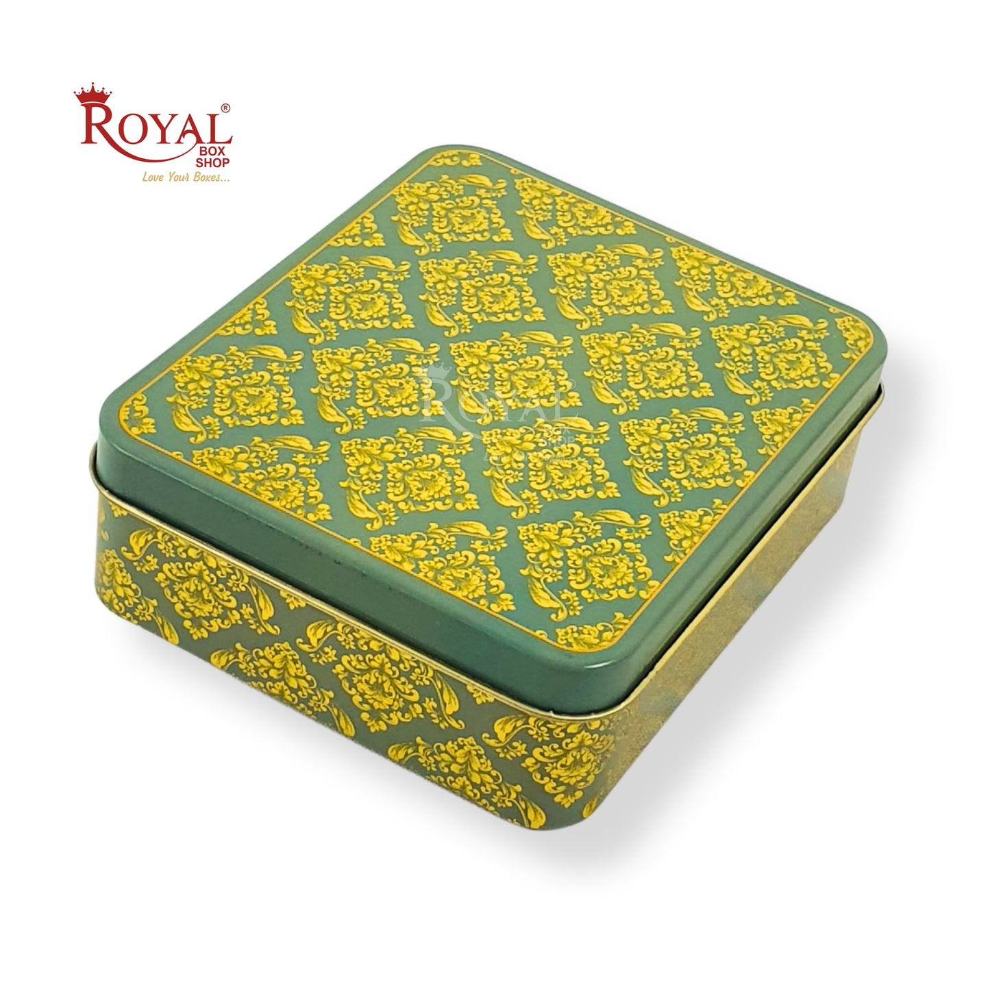 Rigid Hamper Boxes I 8"x8"x2" Inches I Blue Color Golden Flower Foiling I Set Up Boxes