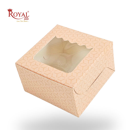 1pc Brownie Window Box | 3x3x1.5 Inches | Peach