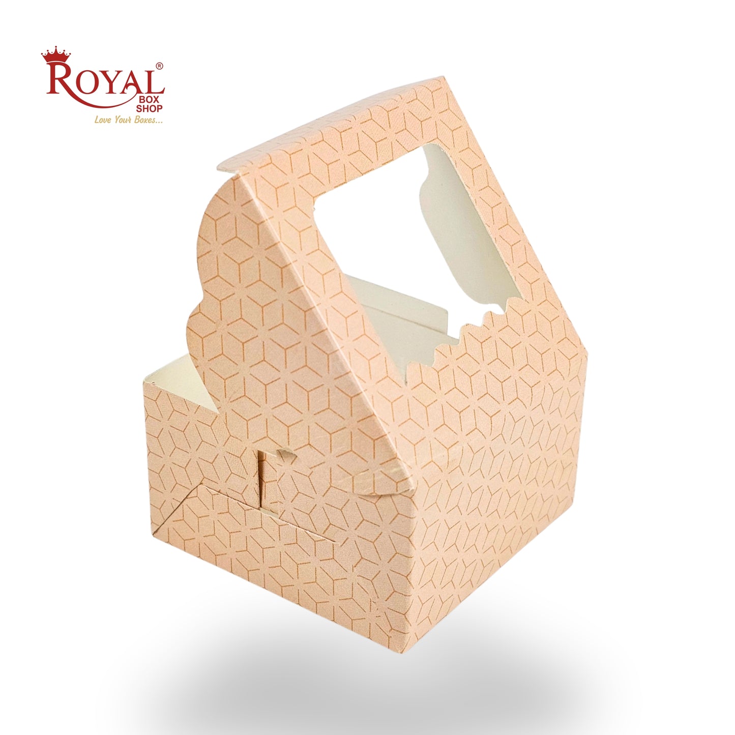 1pc Brownie Window Box | 3x3x1.5 Inches | Peach