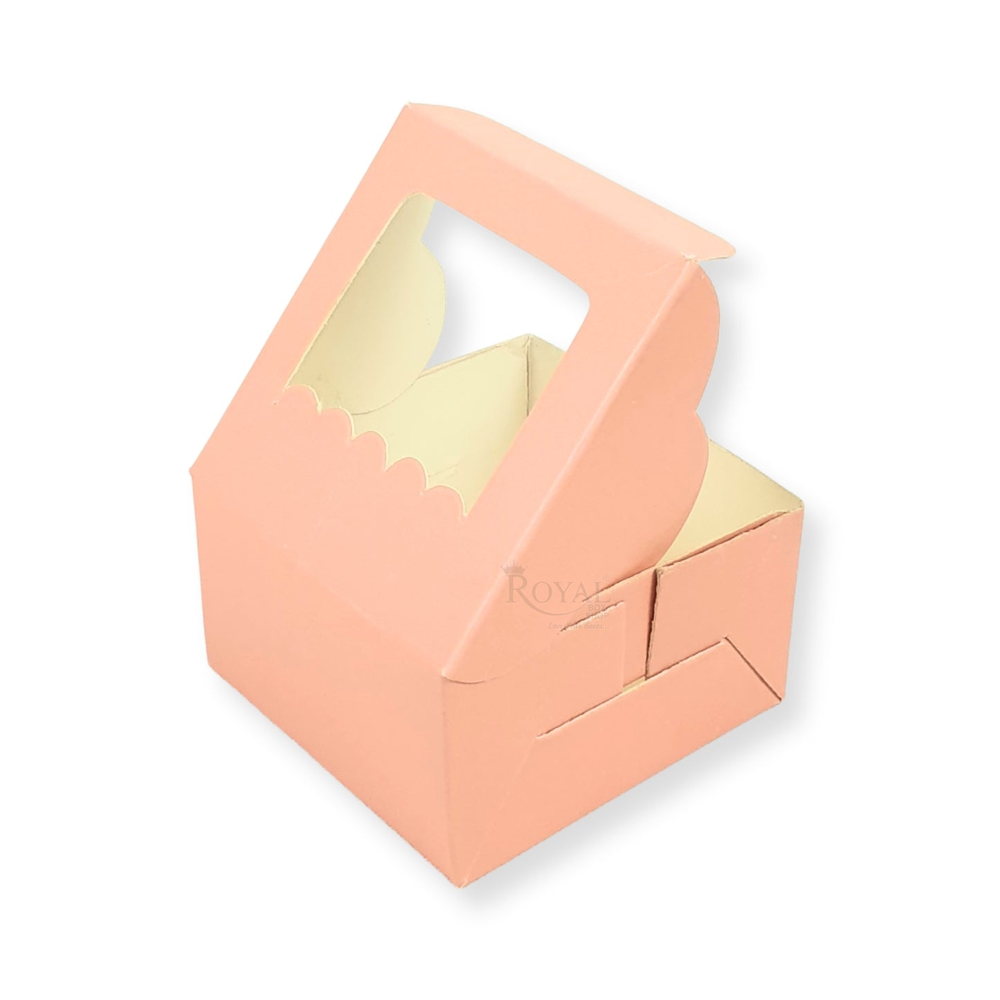 Single Piece Brownie Window Box | Pink Color | 3"x3"x1.5" inches | B2B