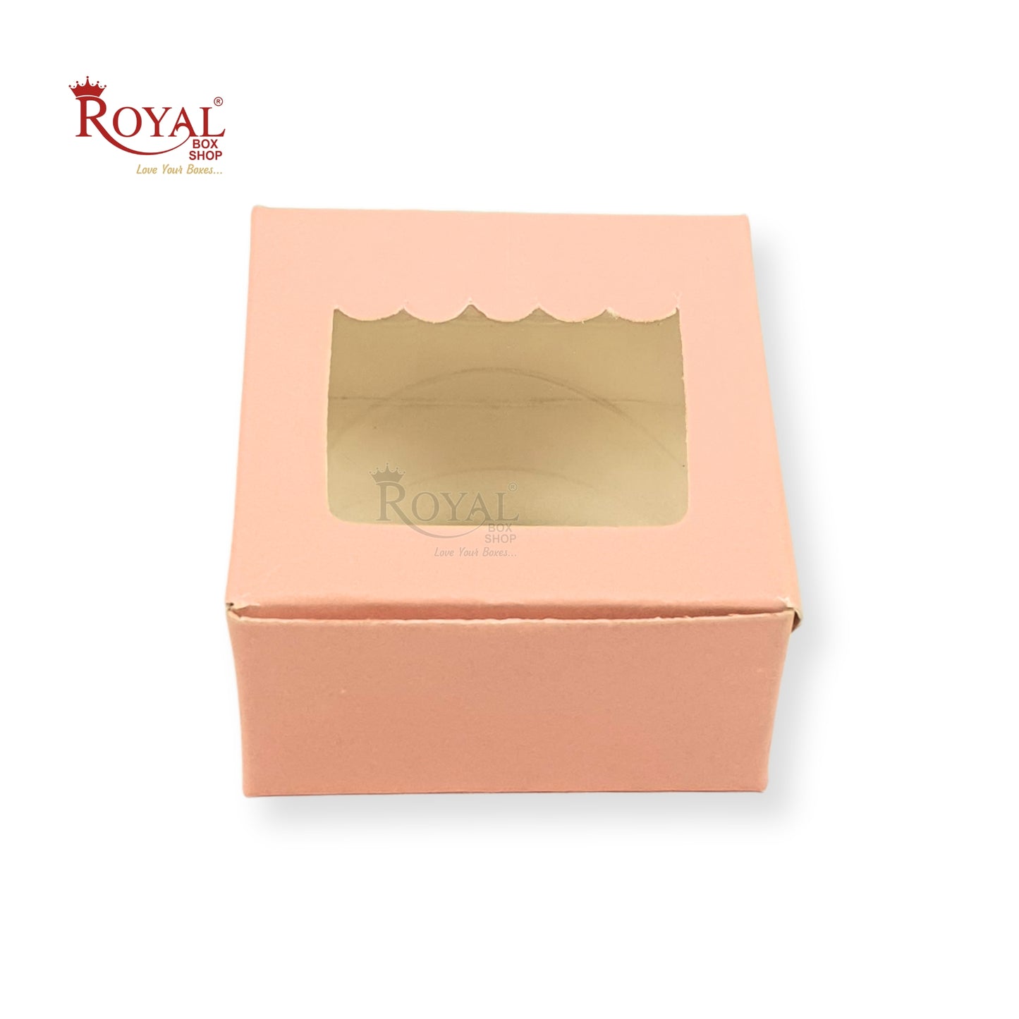 Single Piece Brownie Window Box | Pink Color | 3"x3"x1.5" inches | B2B