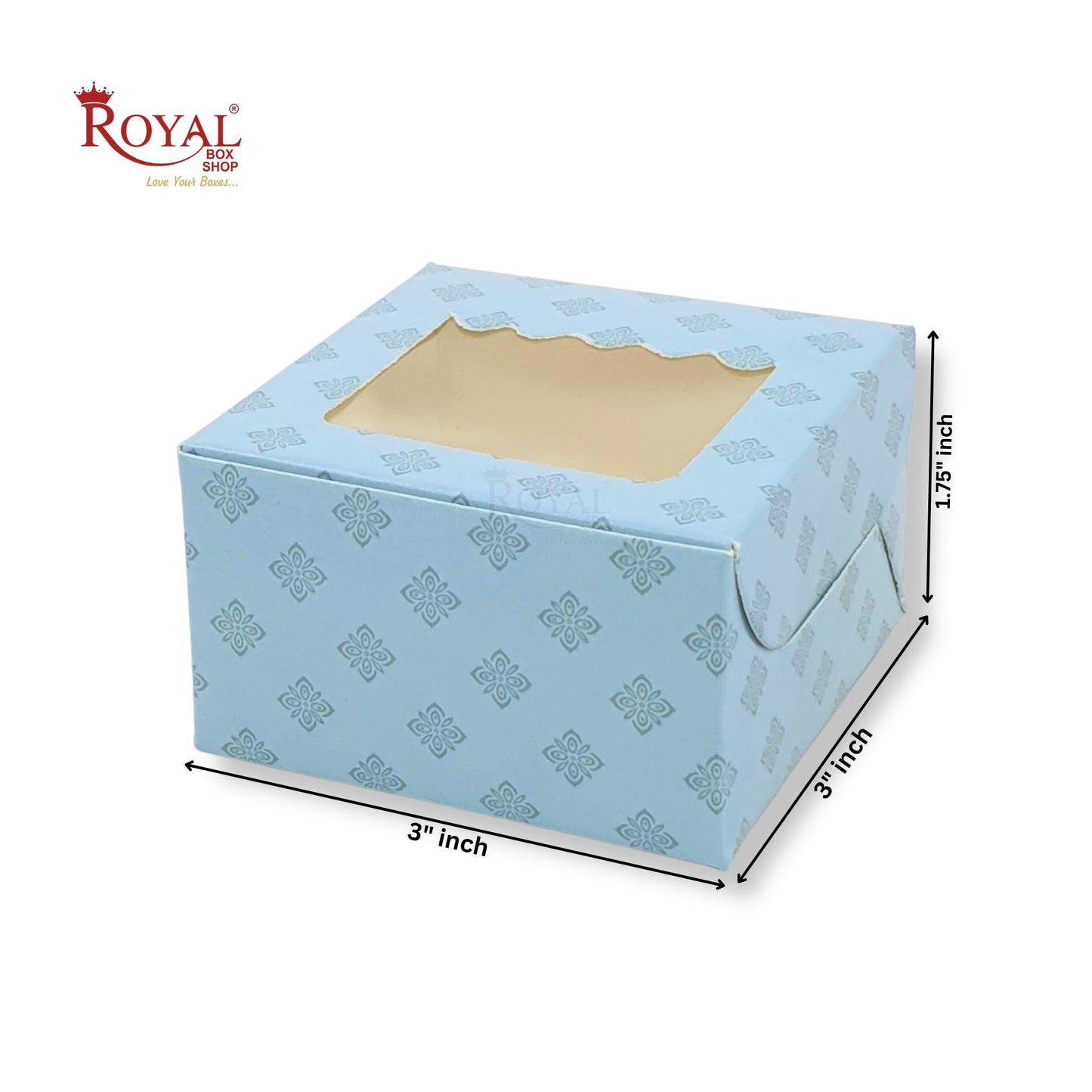 1pc Brownie Window Box | 3x3x1.75 Inches | Blue