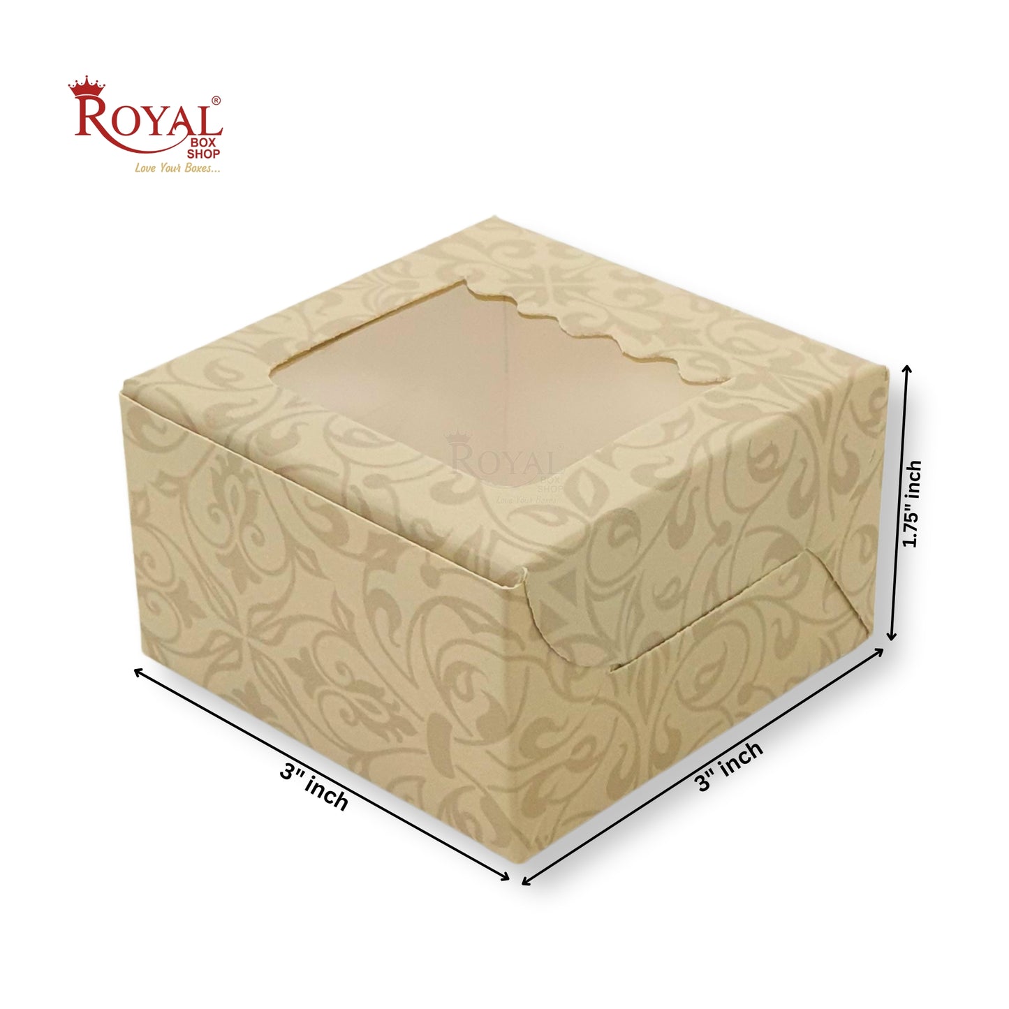 1pc Brownie Window Box | 3x3x1.75 Inches | Green