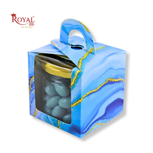 1pc Cupcake Box with Window | 3.5x3.5x3.5 Inch | Blue Marble Print