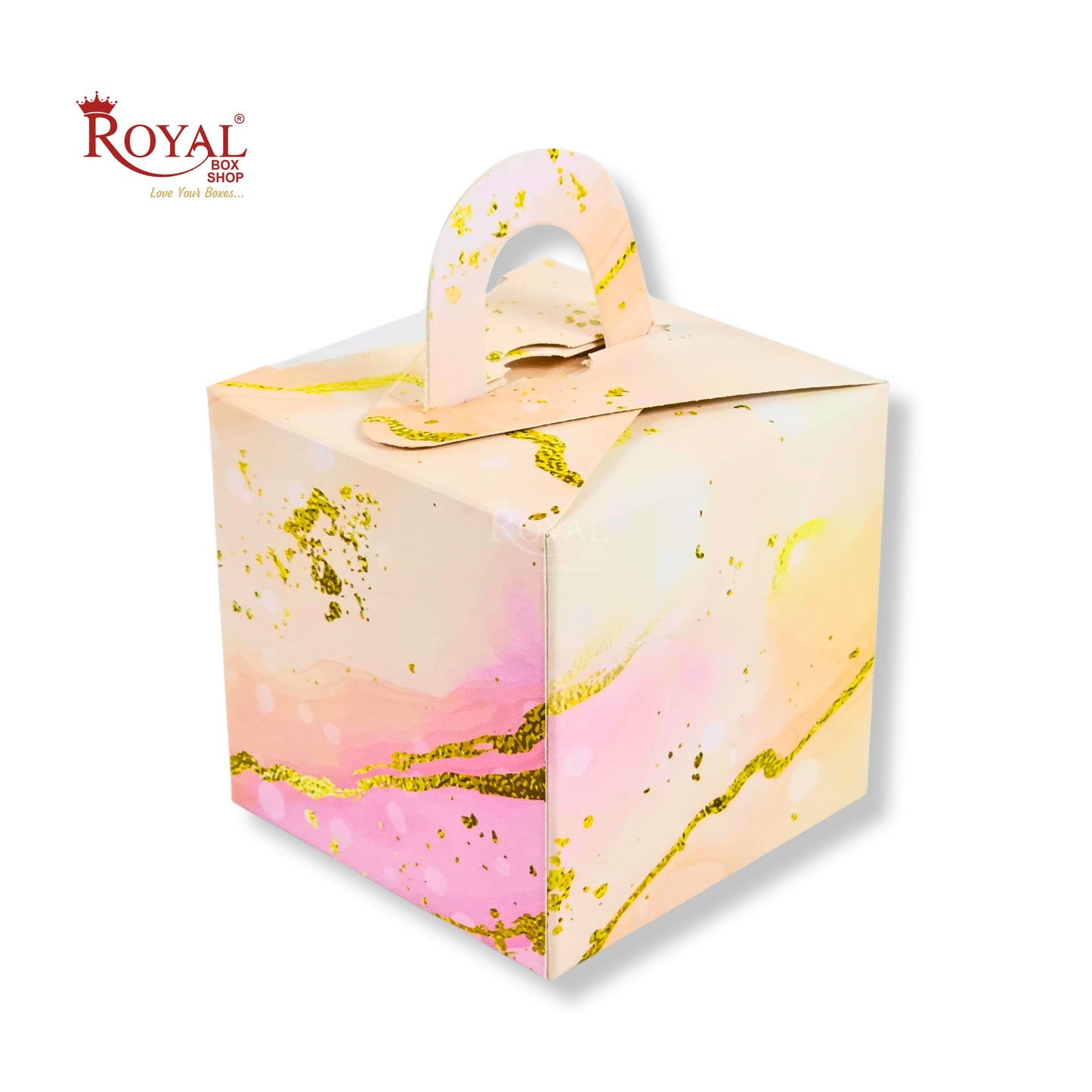 1pc Cupcake Box with Window | 3.5x3.5x3.5 Inch | Pink Marble Print