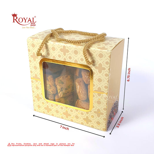 2 Pet Jar Hamper Bags I 6.75 x 6.5 x 3.5" inches I Royal Beige I Diwali Gifting, Party Gifts, Return favor Gifting Royal Box Shop
