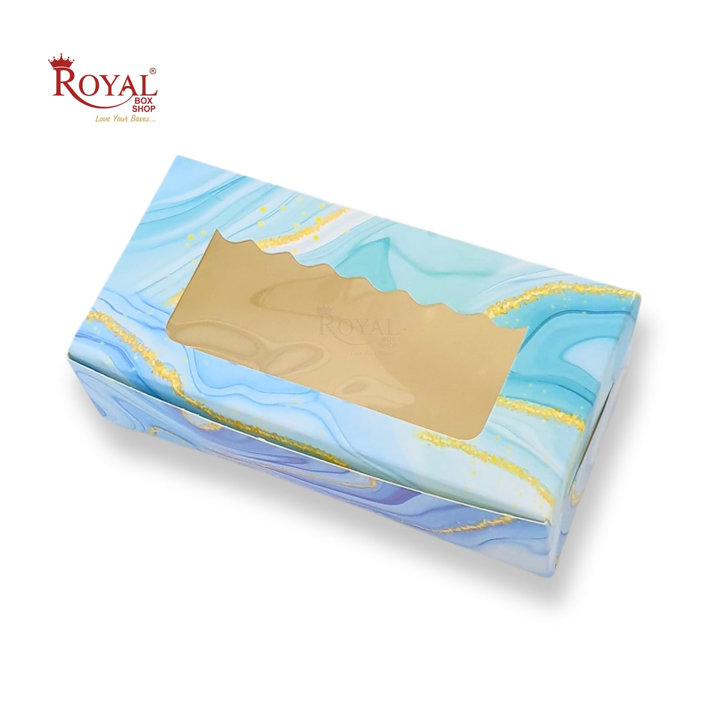 2pc Brownie Window Box | 6x3x1.75 inches | Blue Marble Print