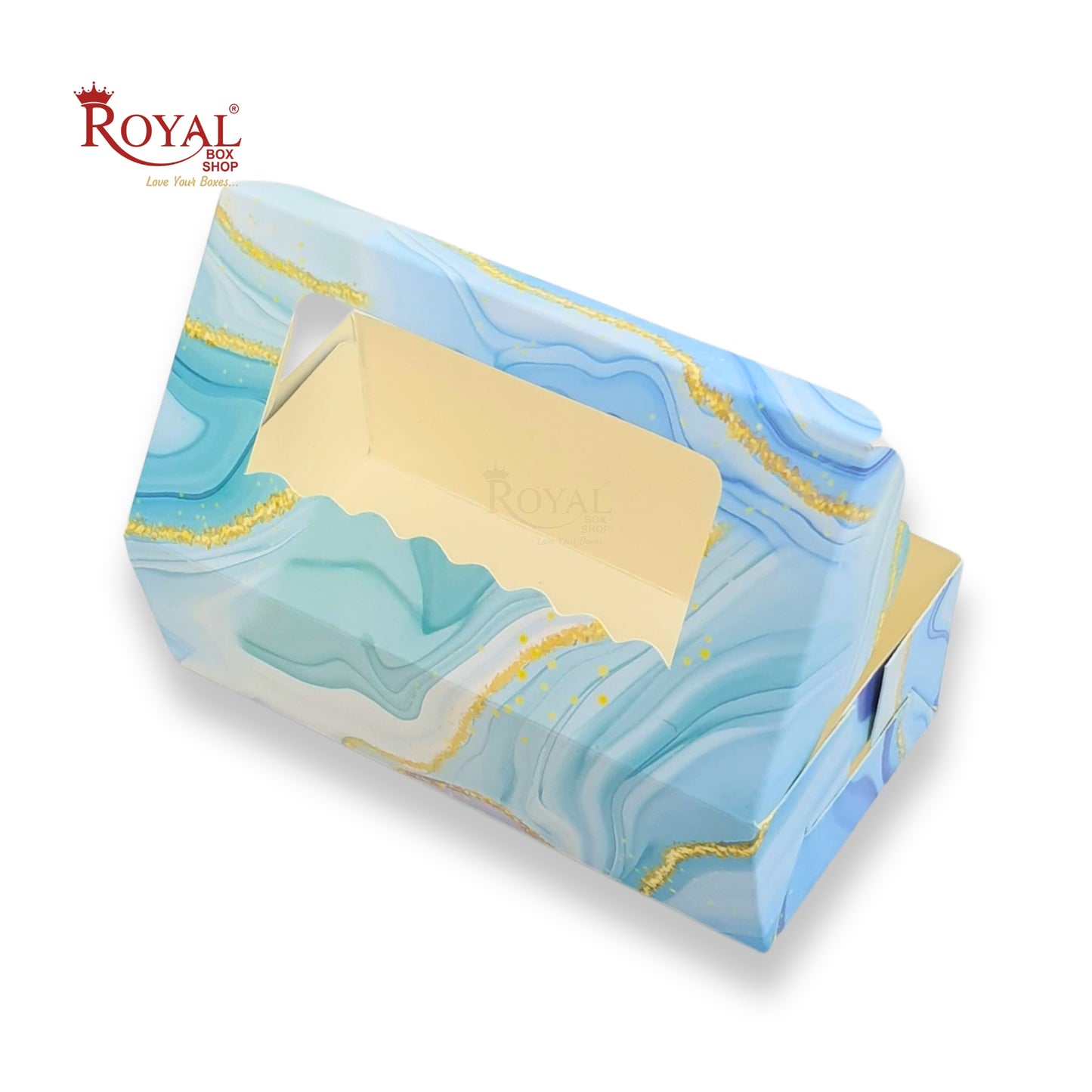2pc Brownie Window Box | 6x3x1.75 inches | Blue Marble Print