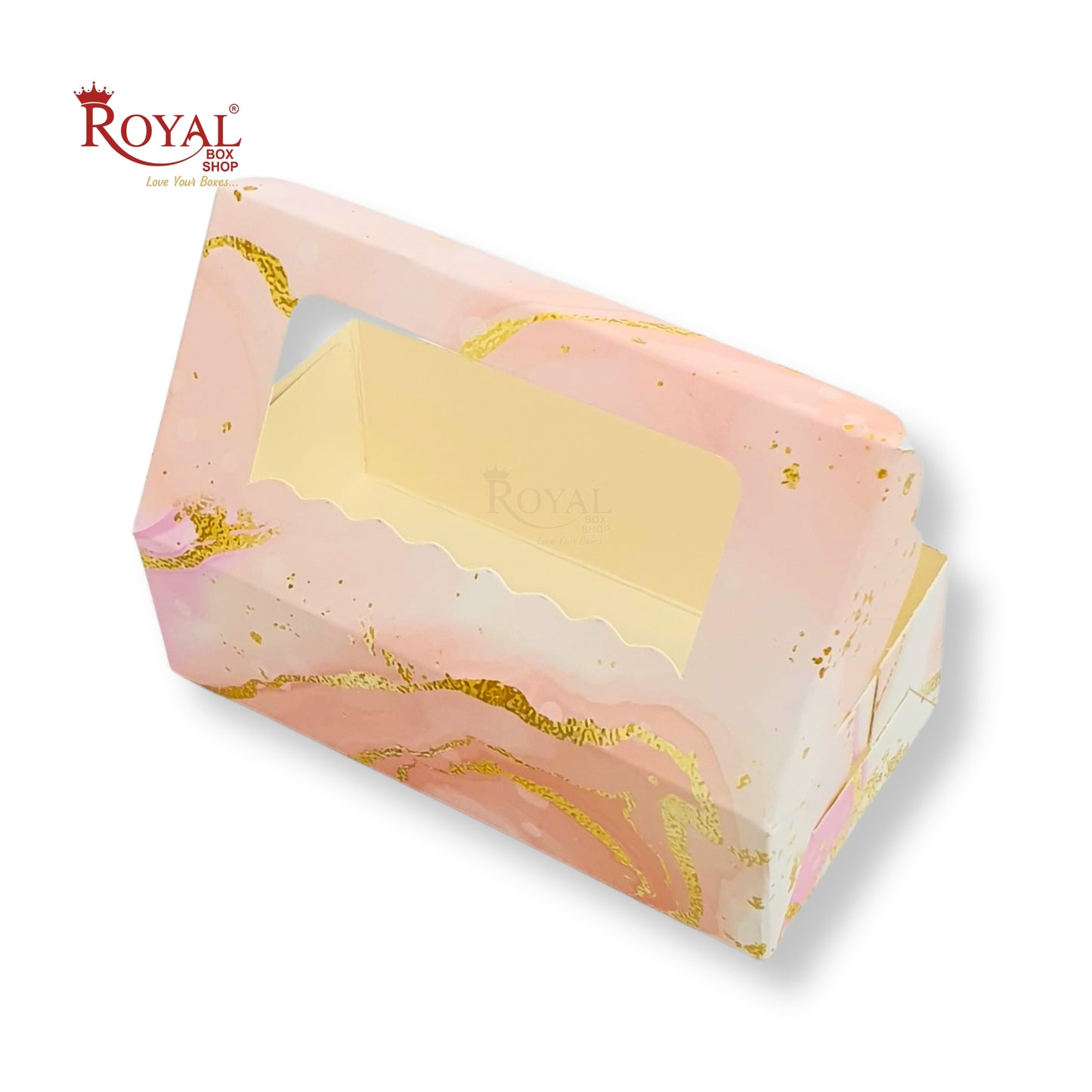 2pc Brownie Window Box | 6x3x1.75 inches | Pink Marble Print