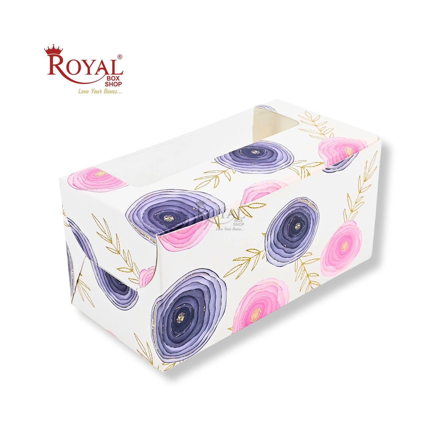 2pc Cupcake Box With Window | 7x3.5x3.5 Inch | White Floral Print | B2B