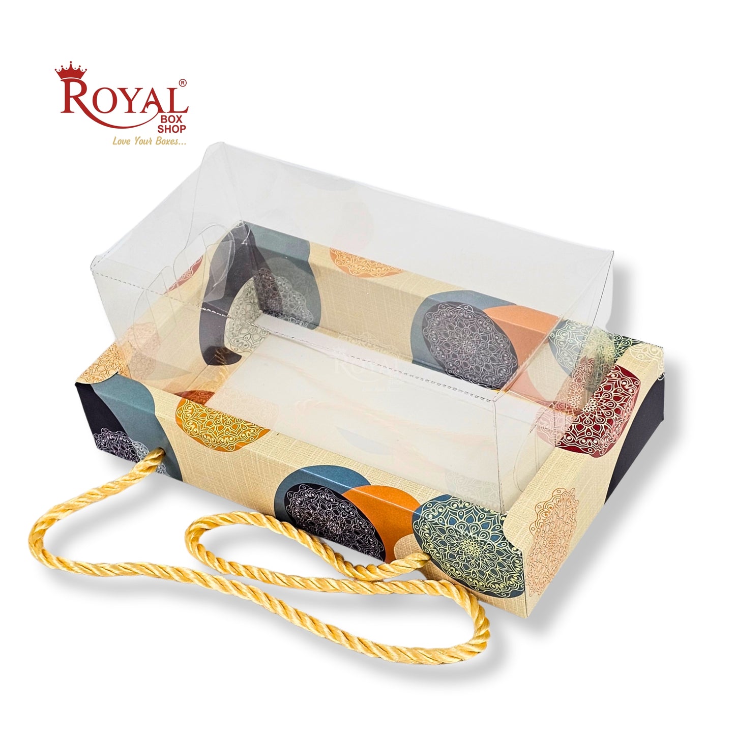 2 Mason Jar Hamper Box With Thread | 7x3.5x3.5 Inches | Cream Mandala Print