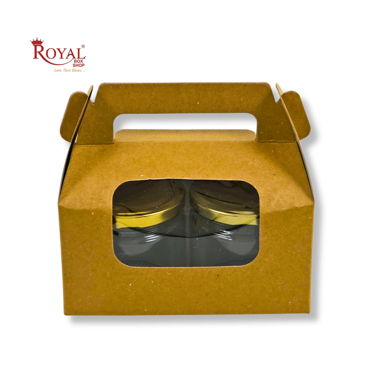 2 Jar Box With Handle I 7x3.5x3.5 inches I Brown Kraft