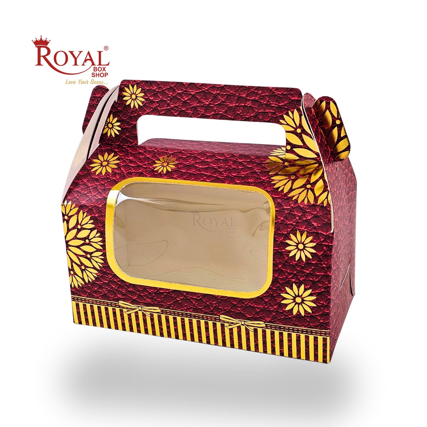 2 Jar Box With Handle I 7x3.5x3.5 inches I Red with golden leafing