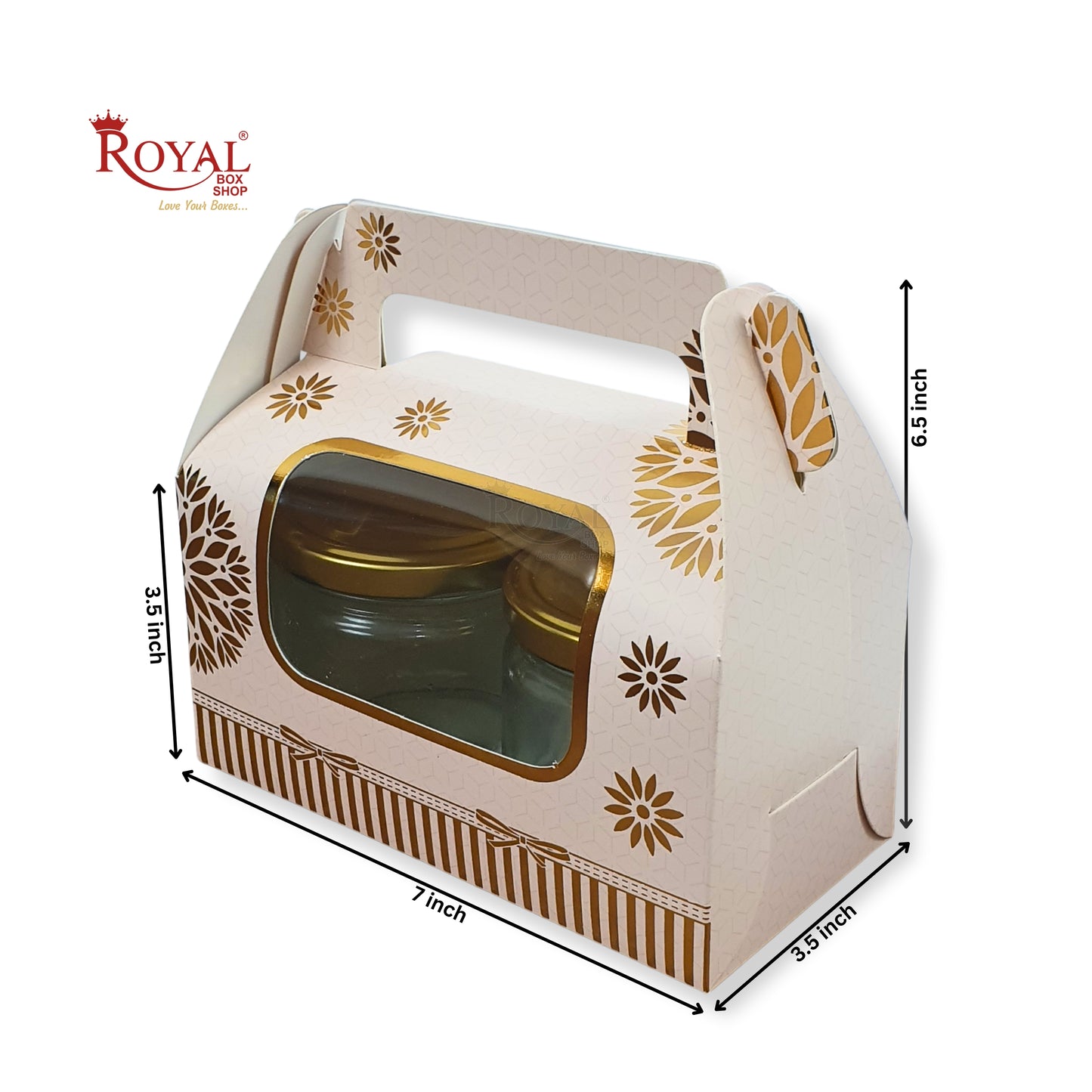 2 Jar Box With Handle I 7x3.5x3.5 inches I Pink with golden leafing