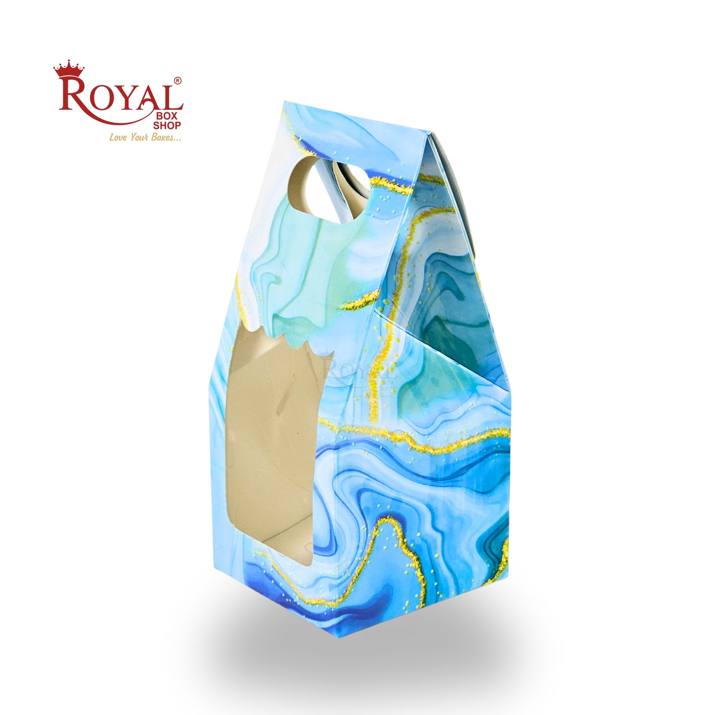 1 Mason Jar Paper Carry Bags | 3.5x3.5x8 inches | Blue Marble Print