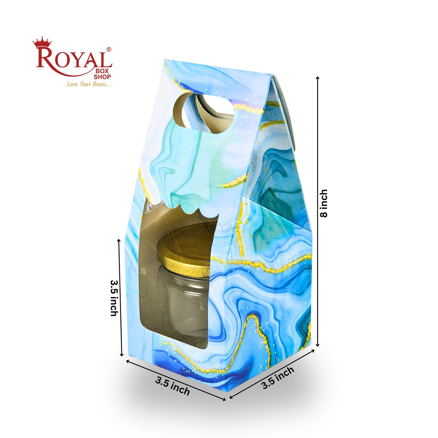 1 Mason Jar Paper Carry Bags | 3.5x3.5x8 inches | Blue Marble Print