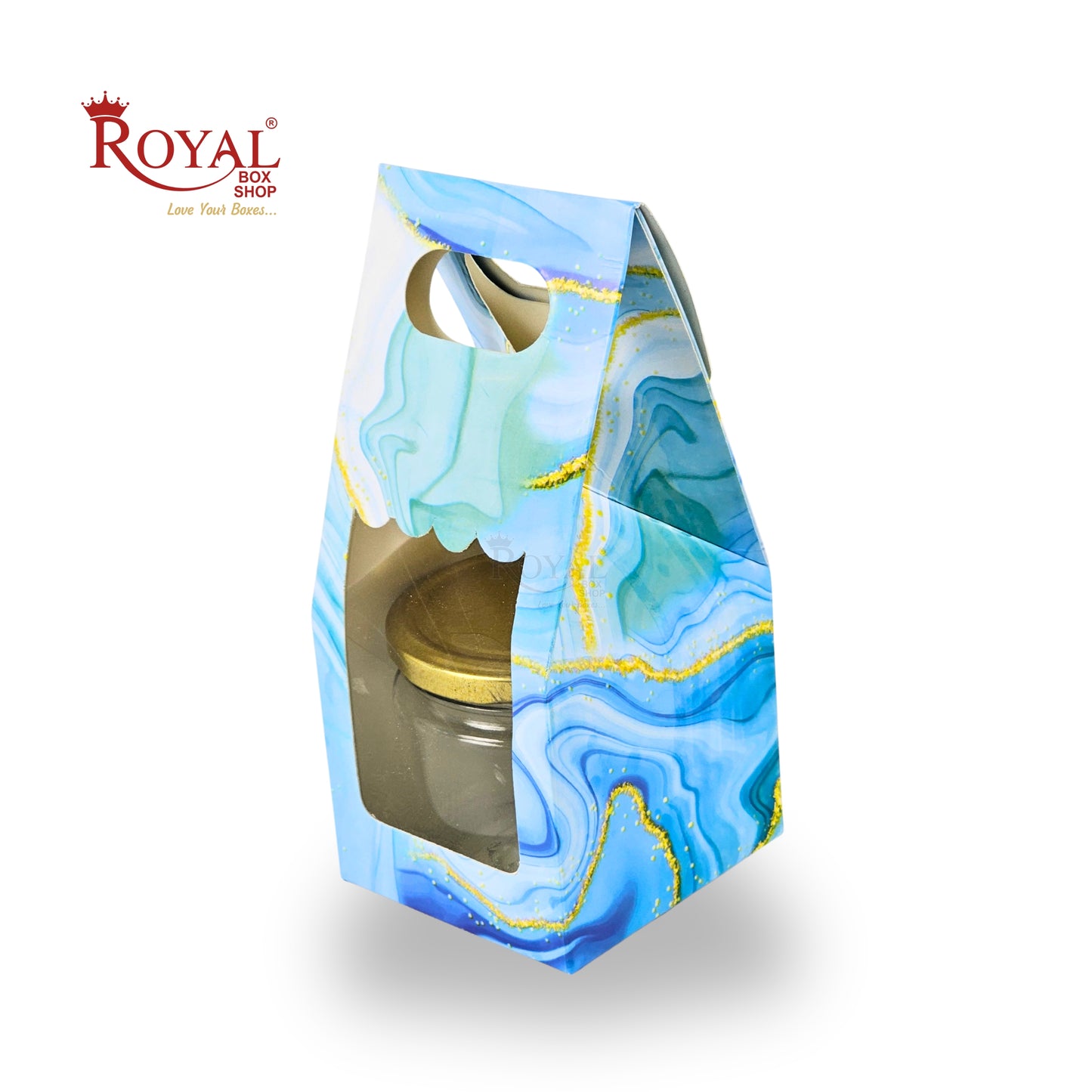 1 Mason Jar Paper Carry Bags | 3.5x3.5x8 inches | Blue Marble Print