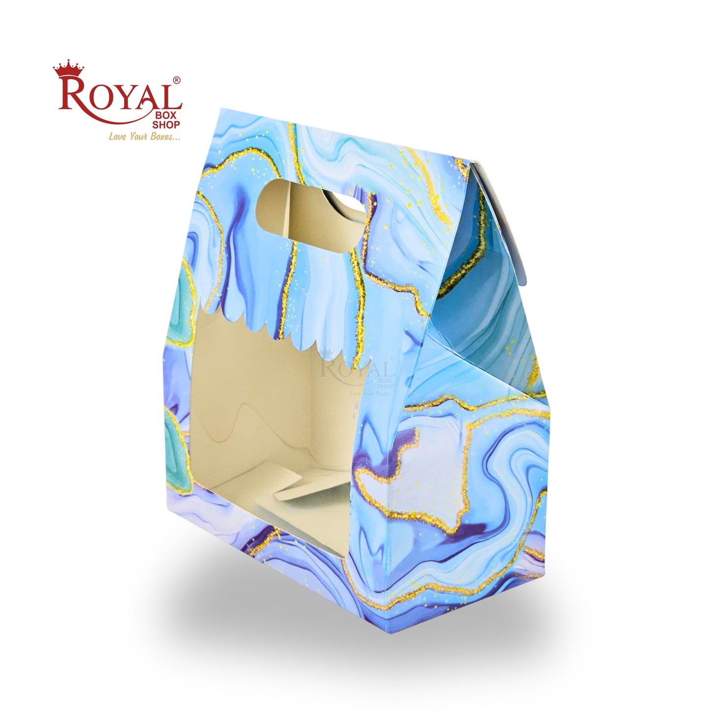 2 Mason Jar Paper Carry Bags | 7x3.75x8 inches | Blue Marble Print