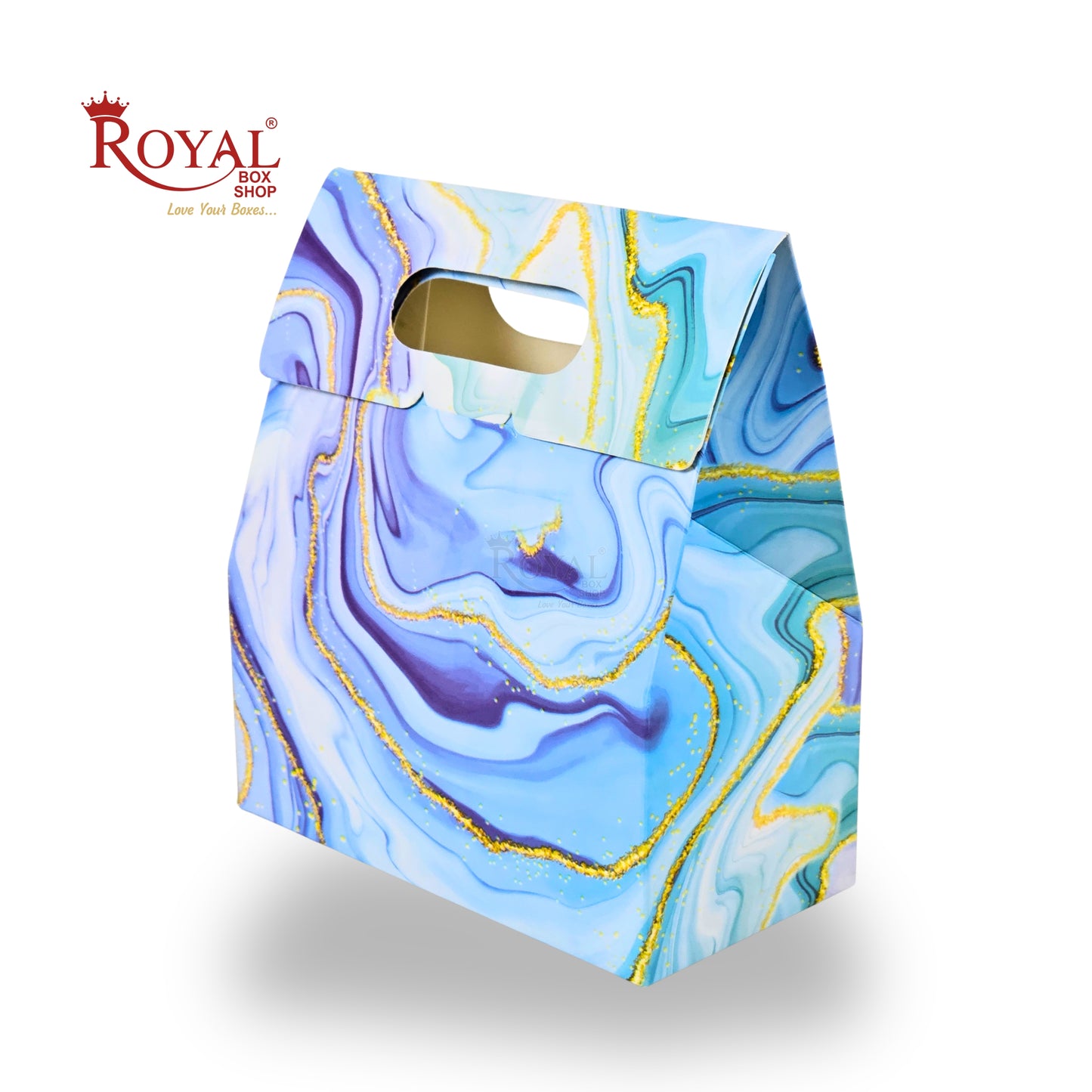 2 Mason Jar Paper Carry Bags | 7x3.75x8 inches | Blue Marble Print