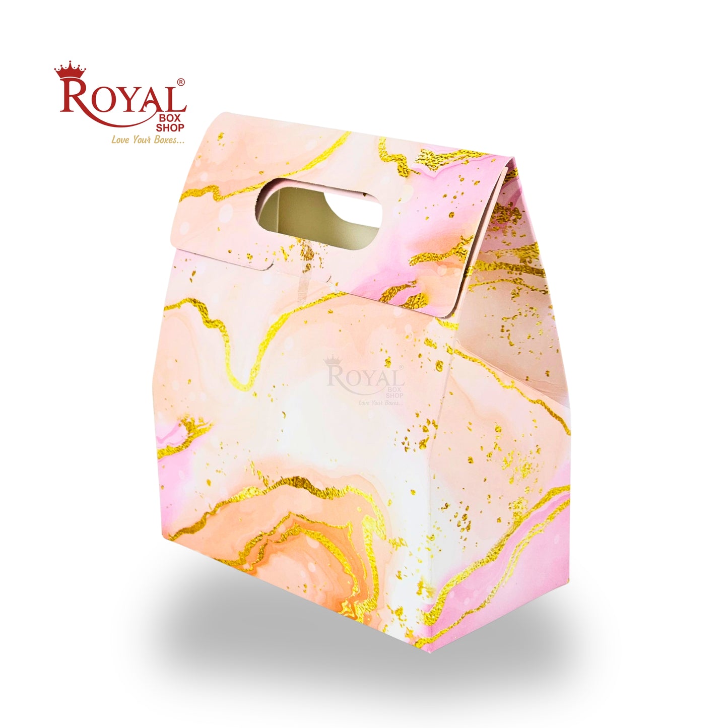 2 Mason Jar Paper Carry Bags | 7x3.75x8 inches | Pink Marble Print