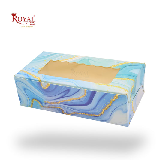 2pc Brownie Window Box | 6x3x1.75 inches | Blue Marble Print