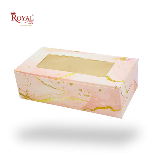 2pc Brownie Window Box | 6x3x1.75 inches | Pink Marble Print