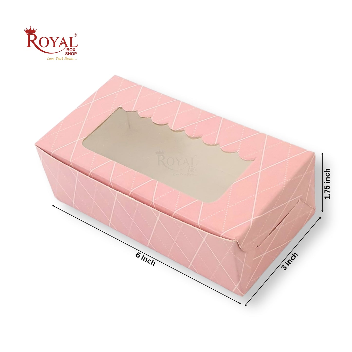 2pc Brownie Window Box | 6x3x1.75 inches | Pink Rhombus