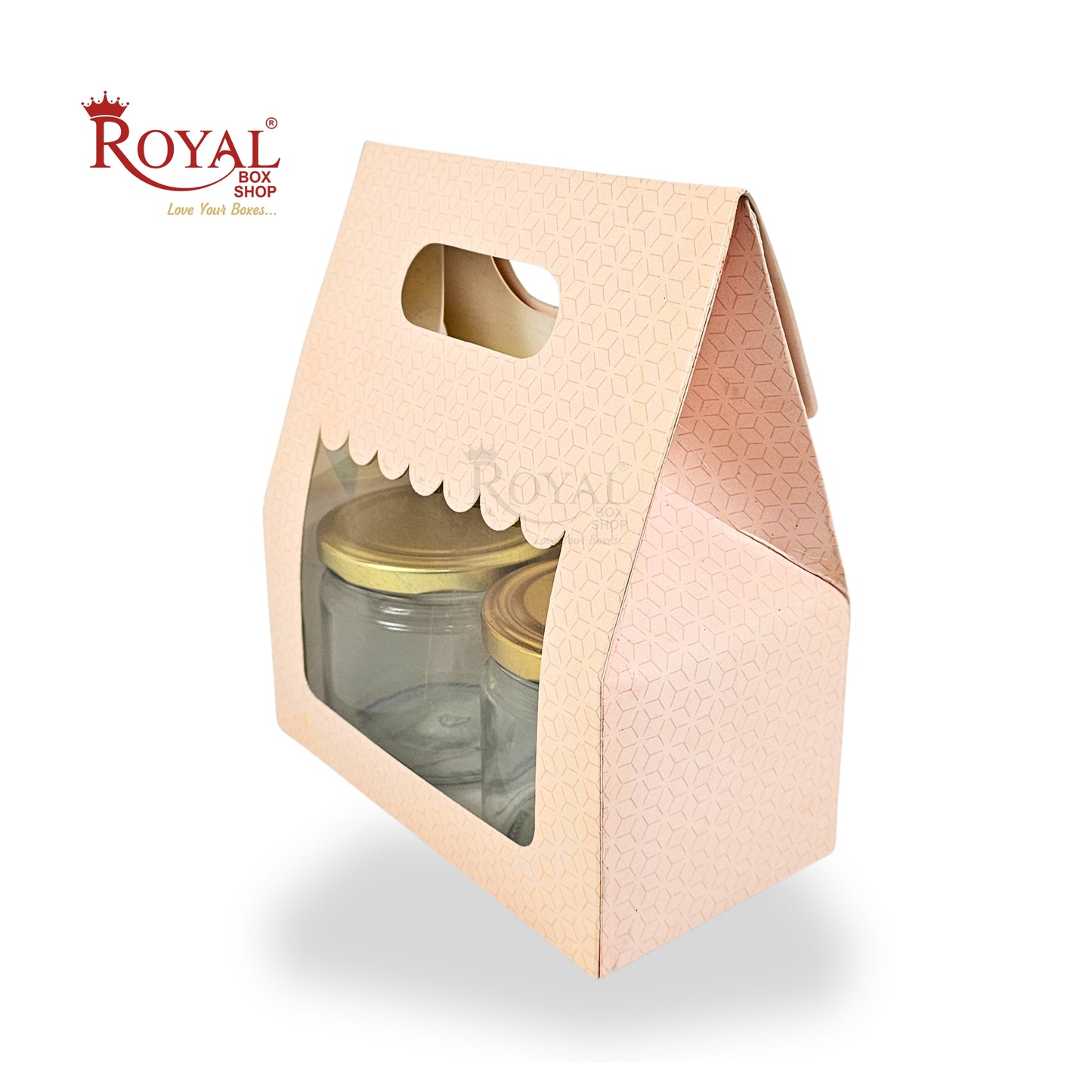 2 Mason Jar Paper Carry Bags I 7x3.75x8" inches I Peach I Party Gifts, Macarons Box, Muffin Box, Donut Box