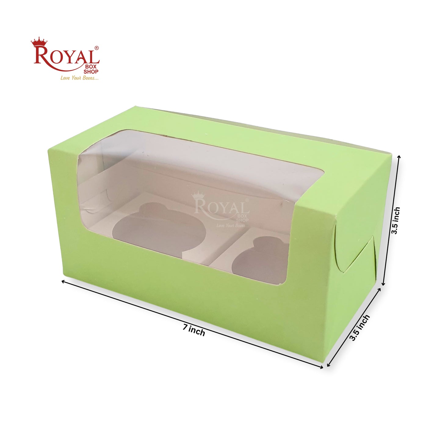 2 Cupcake Box With Window | 7x3.5x3.5 inch | Green | Party Gifts, Muffin Box | B2B