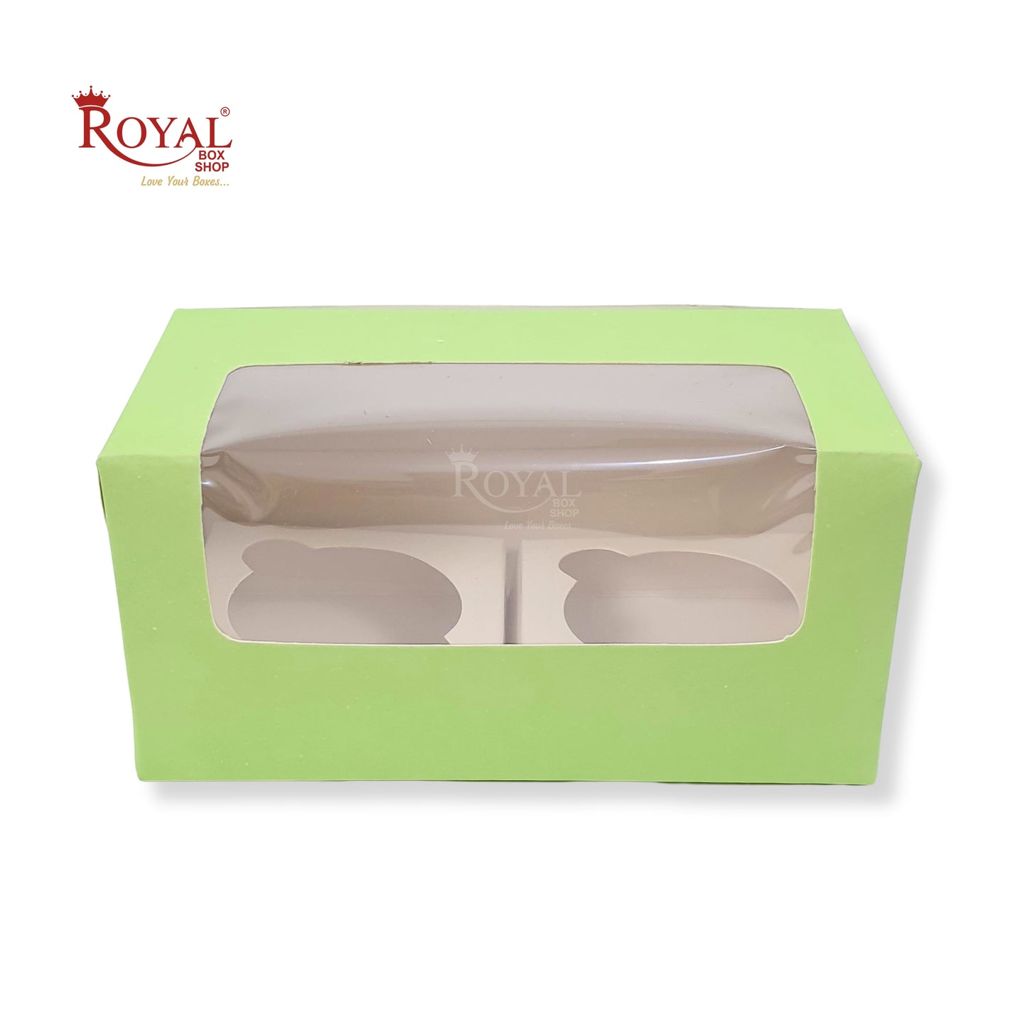 2 Cupcake Box With Window | 7x3.5x3.5 inch | Green | Party Gifts, Muffin Box | B2B