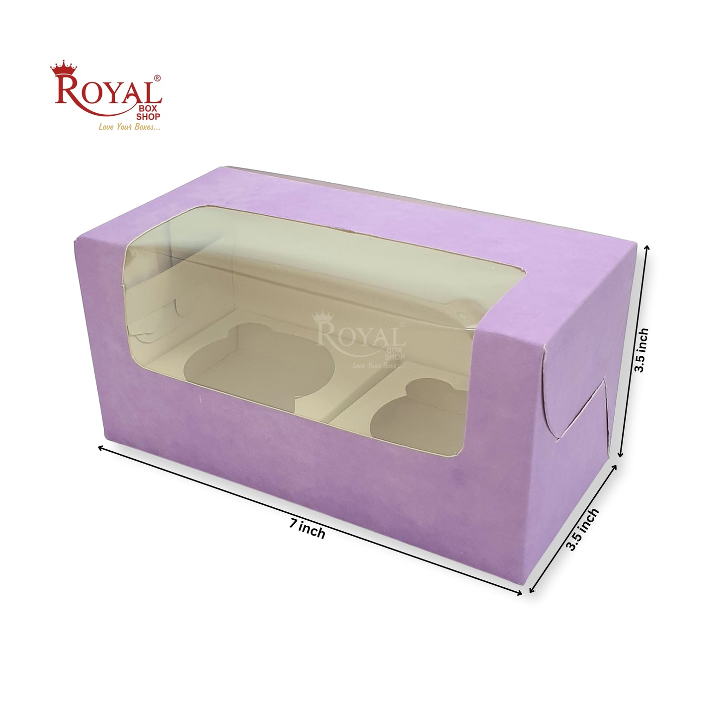 2 Cupcake Box With Window | 7x3.5x3.5 inch | Purple | Party Gifts, Muffin Box | B2B